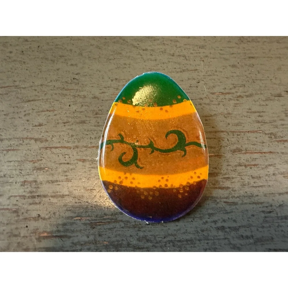 vintage Easter Egg Brooch Pin Multi Color Glossy Spring Holiday Jewelry 1.5 Inch